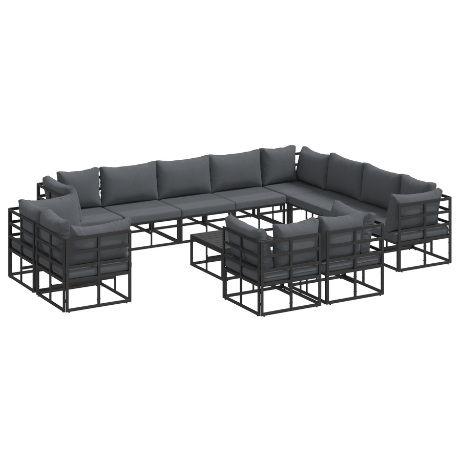 Tuin Sofa Set met kussen met kussen 13 pcs Zwart 70 x 70 x 32 cm Aluminium