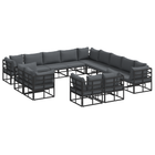 Outdoor Sofa Set with Cushion 13 pcs Black Aluminium