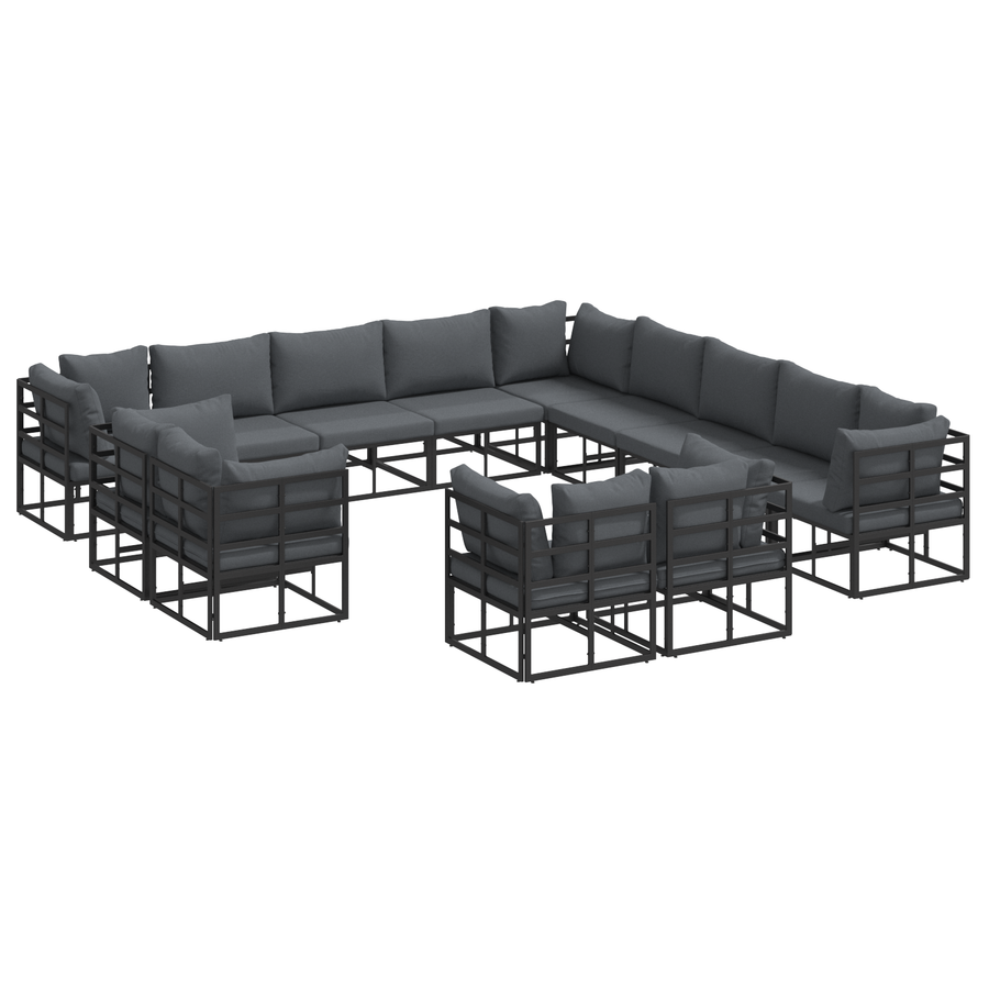Tuin Sofa Set 13 pcs Zwart 353 x 353 x 71 cm Aluminium