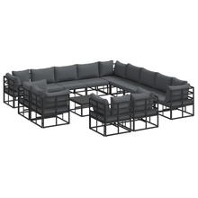 Tuin Sofa Set met kussen met kussen 14 pcs Zwart 70 x 70 x 32 cm Aluminium