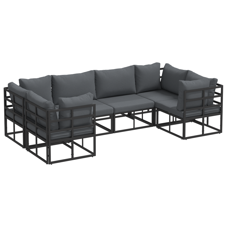 Tuin Sofa Set 6 pcs Zwart Aluminium