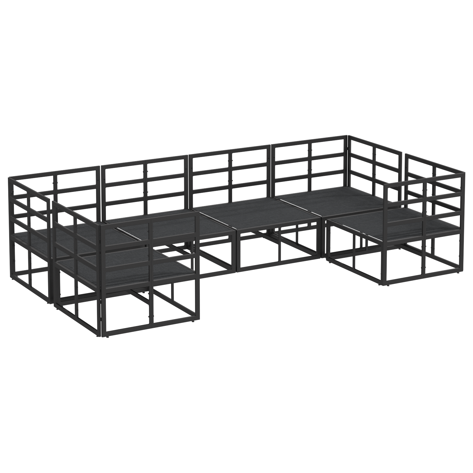 Tuin Sofa Set 6 pcs Zwart Aluminium