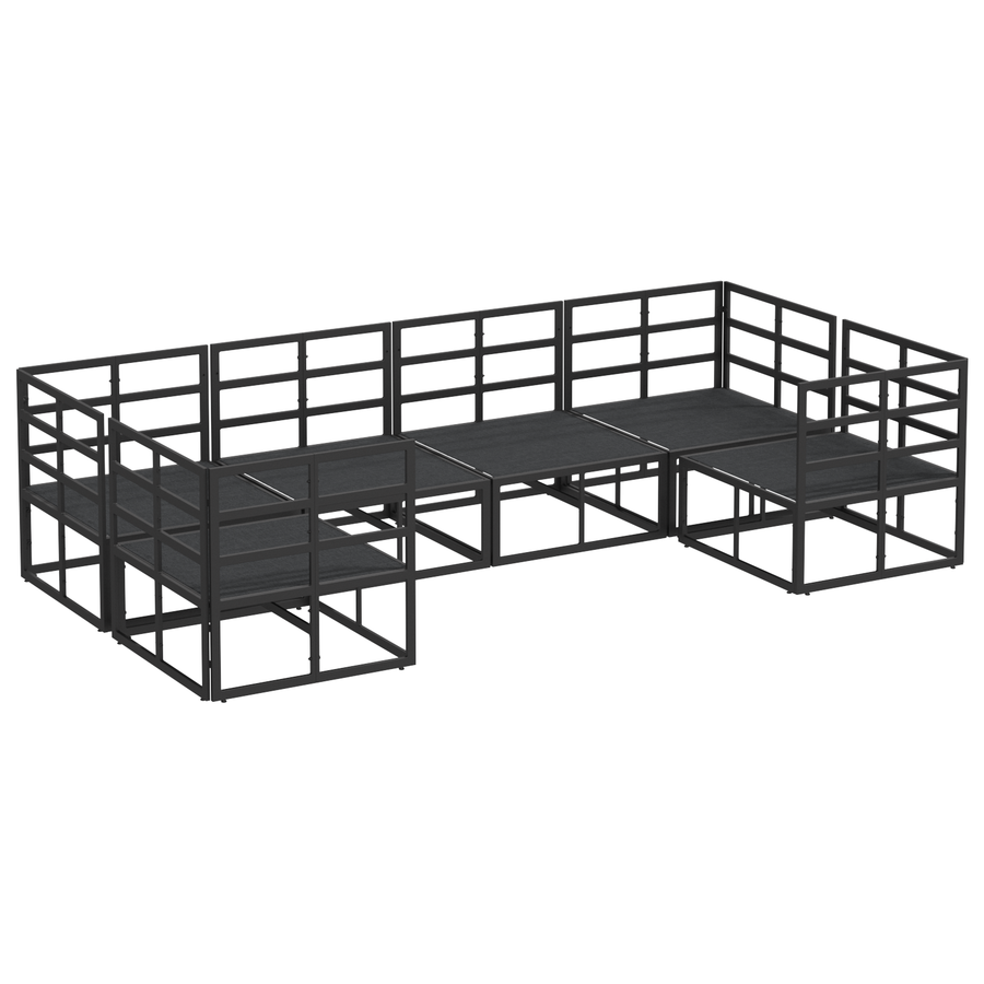 Tuin Sofa Set 6 pcs Zwart Aluminium