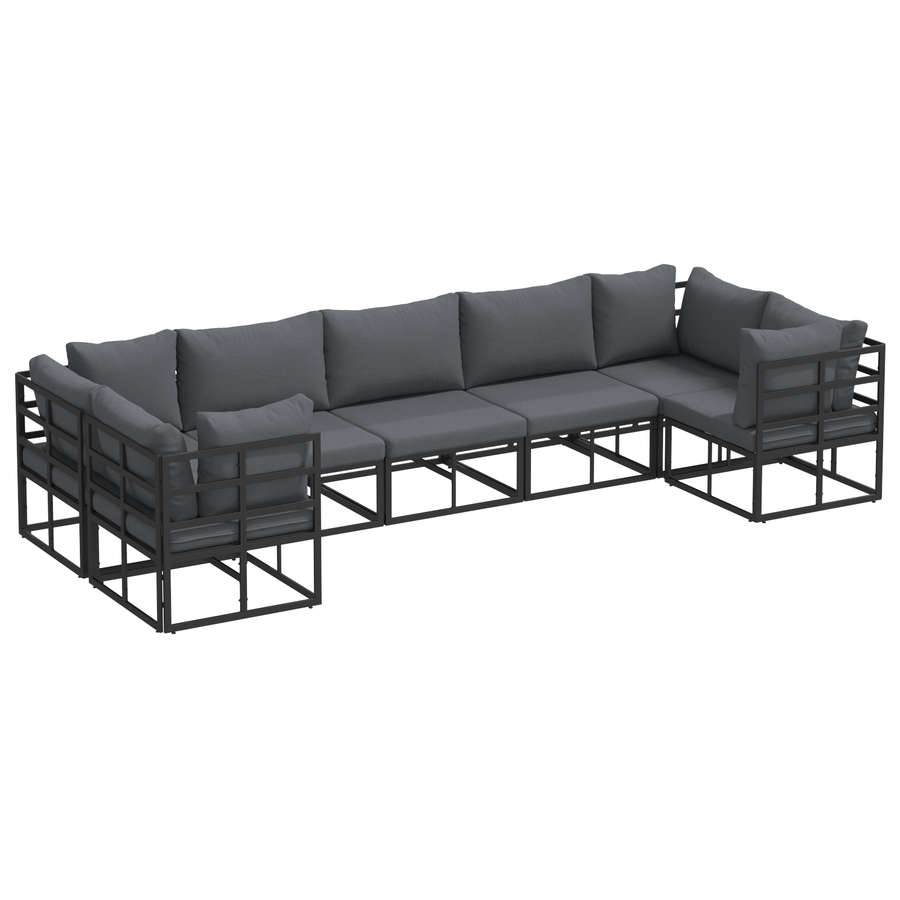 Tuin Sofa Set 7 pcs Zwart Aluminium