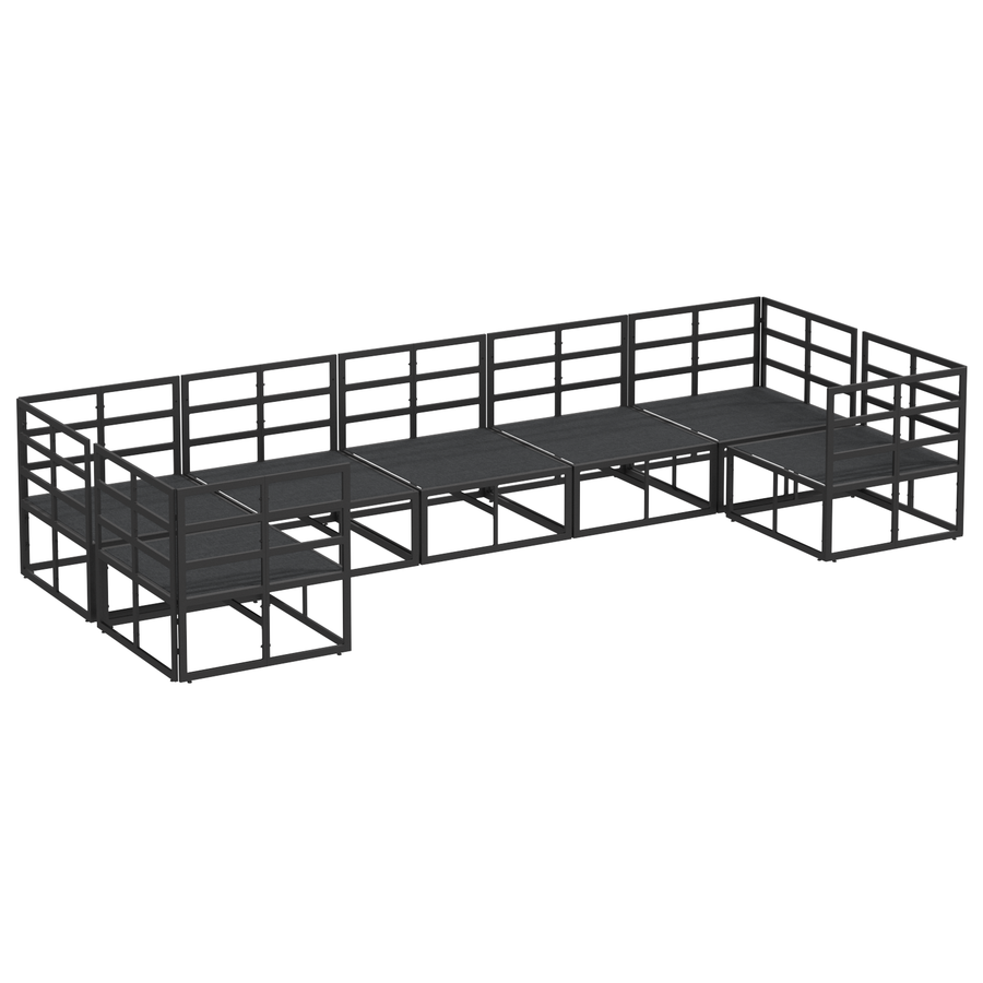 Tuin Sofa Set 7 pcs Zwart Aluminium