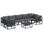 Garden Bench Set with Cushion 8 pcs Black Aluminium
