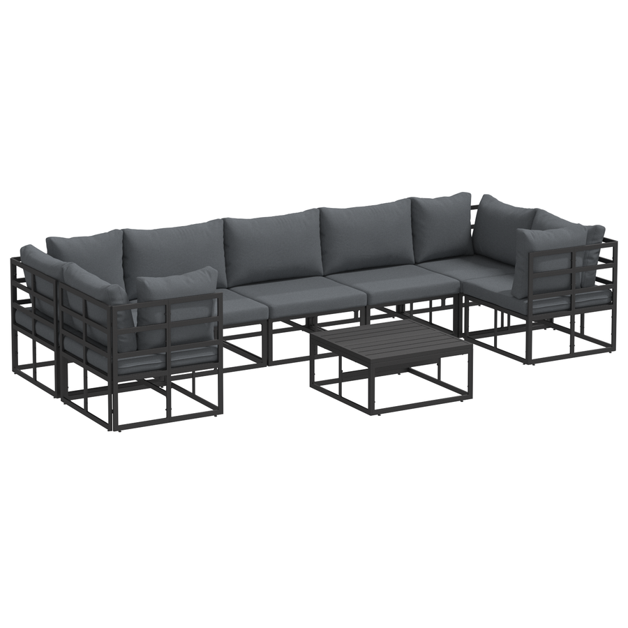 Tuin Sofa Set 8 pcs Zwart Aluminium
