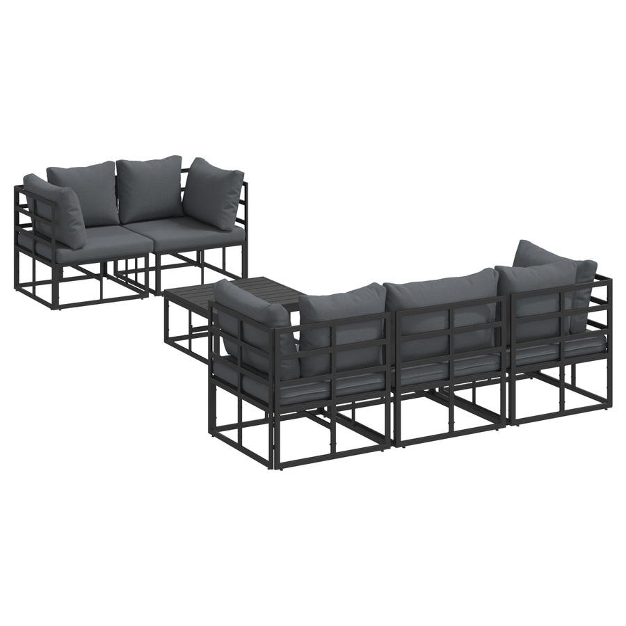 Tuin Sofa Set met kussen met kussen 6 pcs Zwart 70 x 70 x 32 cm Aluminium
