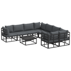 Garden bench set with cushion 9 pcs Black Steel