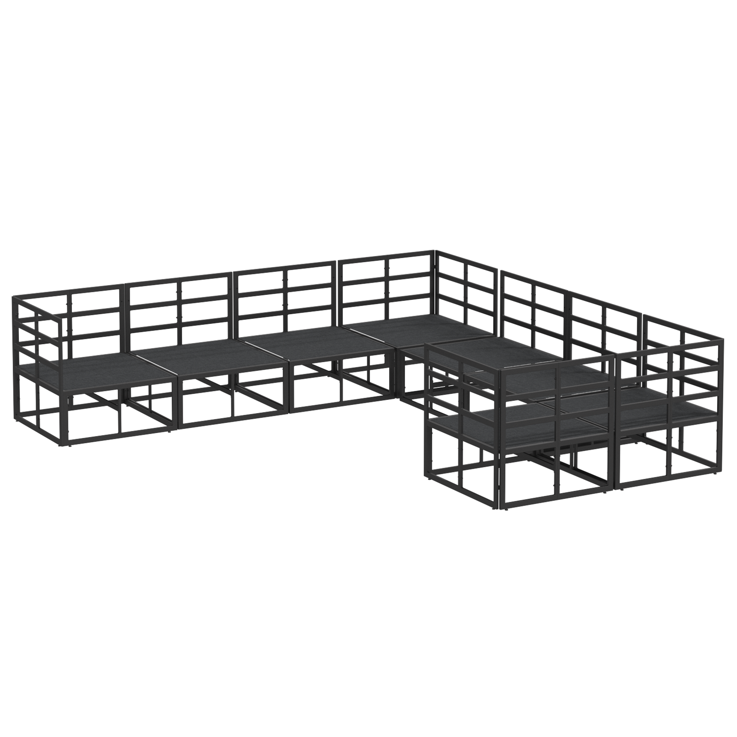 Tuin Sofa Set 8 pcs Zwart 283 x 283 x 71 cm Aluminium