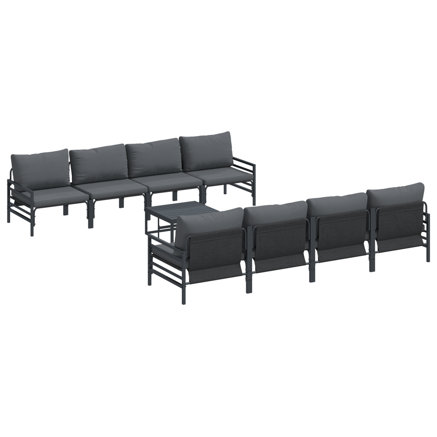 Tuin Sofa Set 9 pcs Antraciet 70 x 70.5 x 31.5 cm Staal & Stof