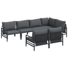 Garden Lounge Set with Cushions 7 pcs Black Steel
