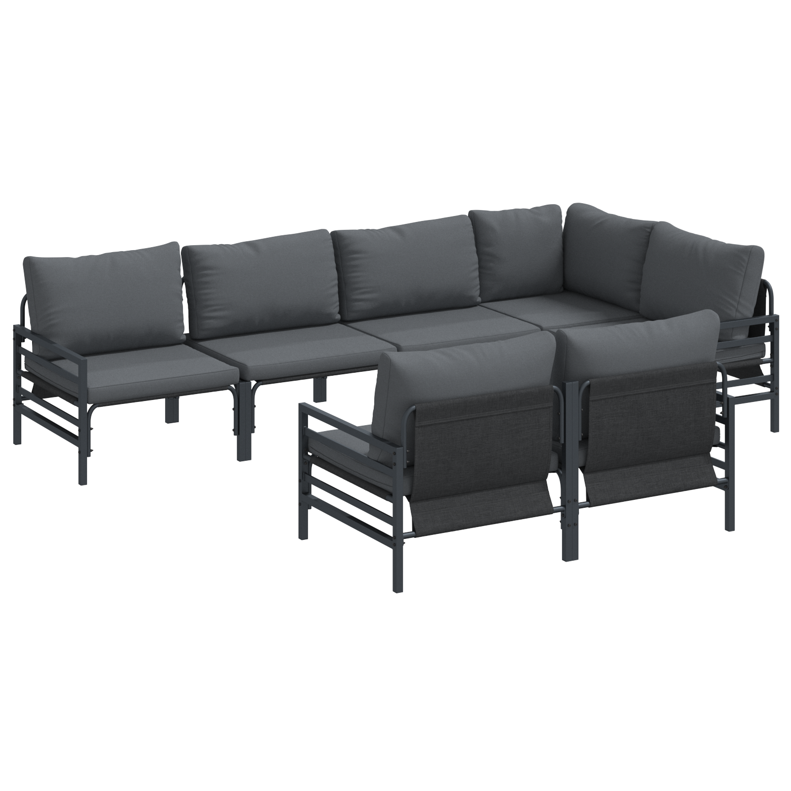 Tuin Sofa Set 7 pcs Antraciet 320 x 160 x 71 cm Staal & Stof