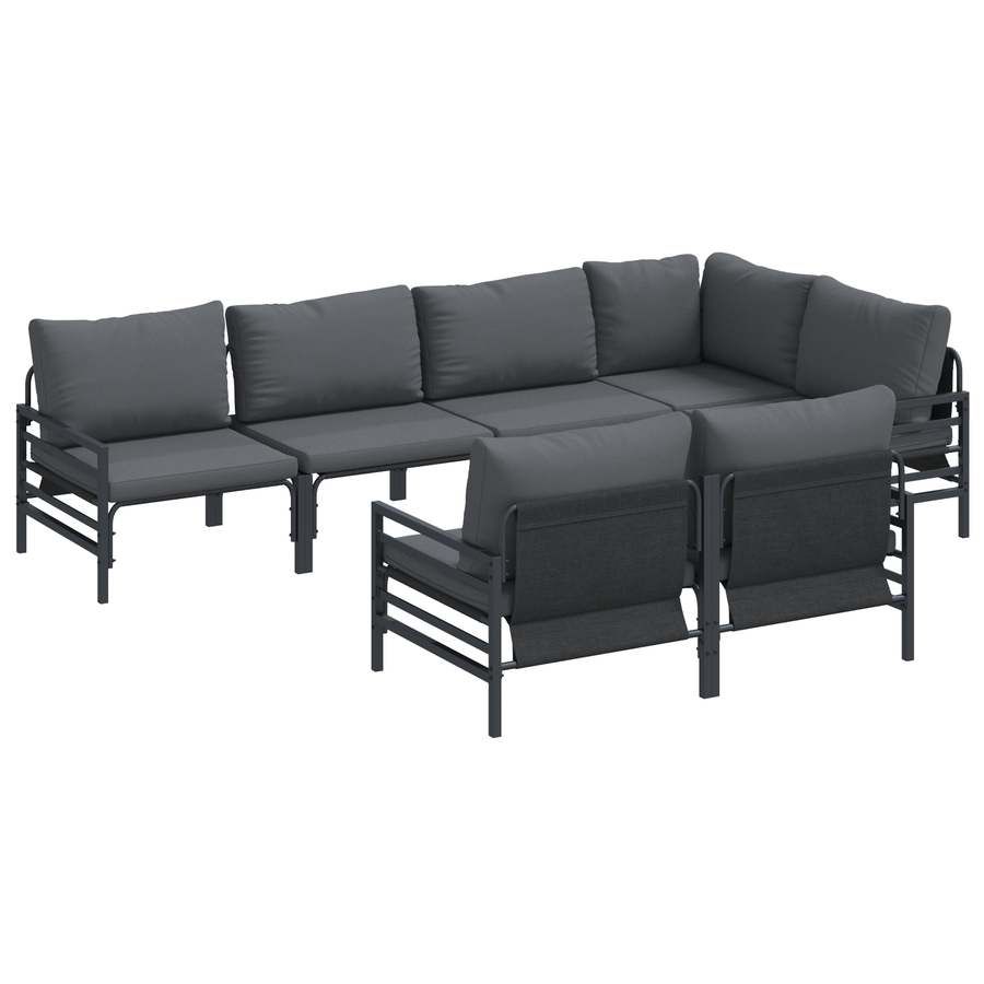 Tuin Sofa Set 7 pcs Antraciet 320 x 160 x 71 cm Staal & Stof
