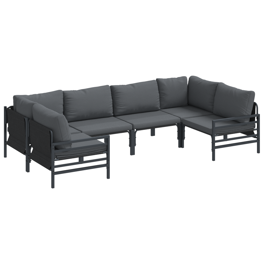 Tuin Sofa Set 6 pcs Antraciet Staal