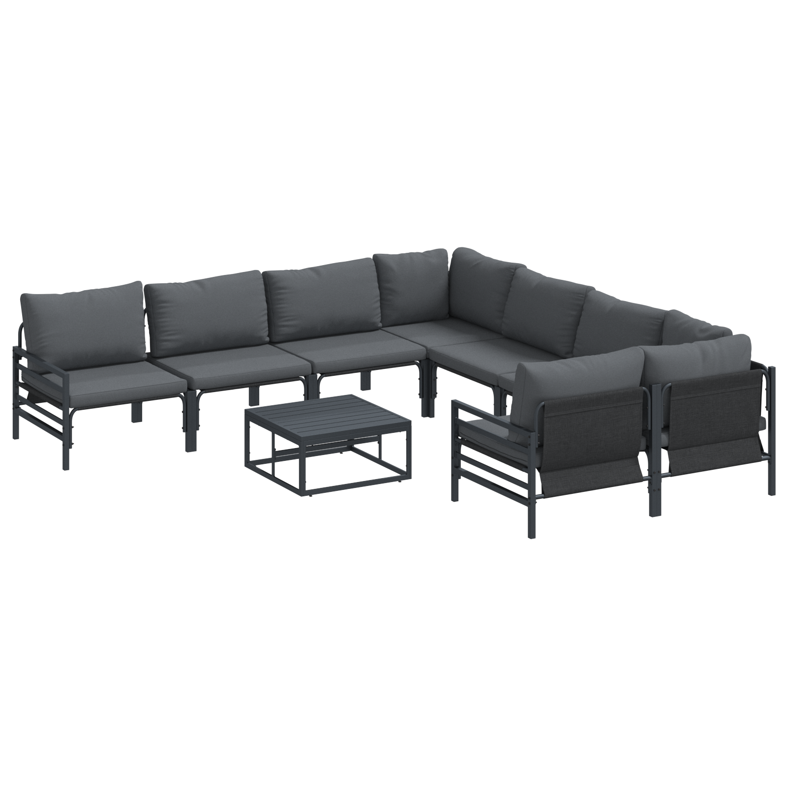 Tuin Sofa Set 9 pcs Antraciet Staal