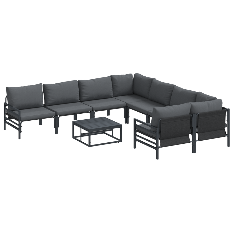 Tuin Sofa Set 9 pcs Antraciet Staal