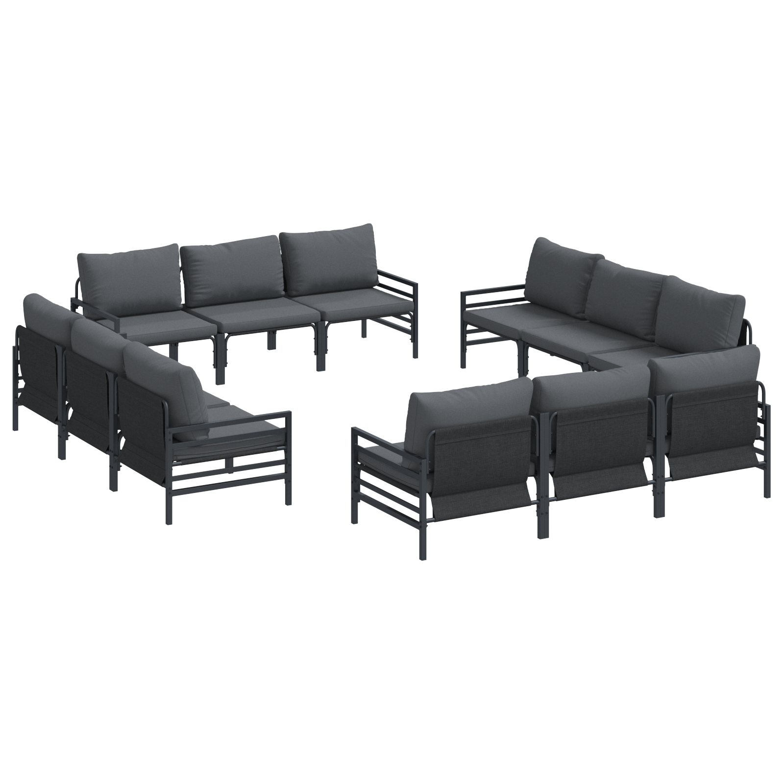 Tuin Sofa Set 12 pcs Antraciet Staal