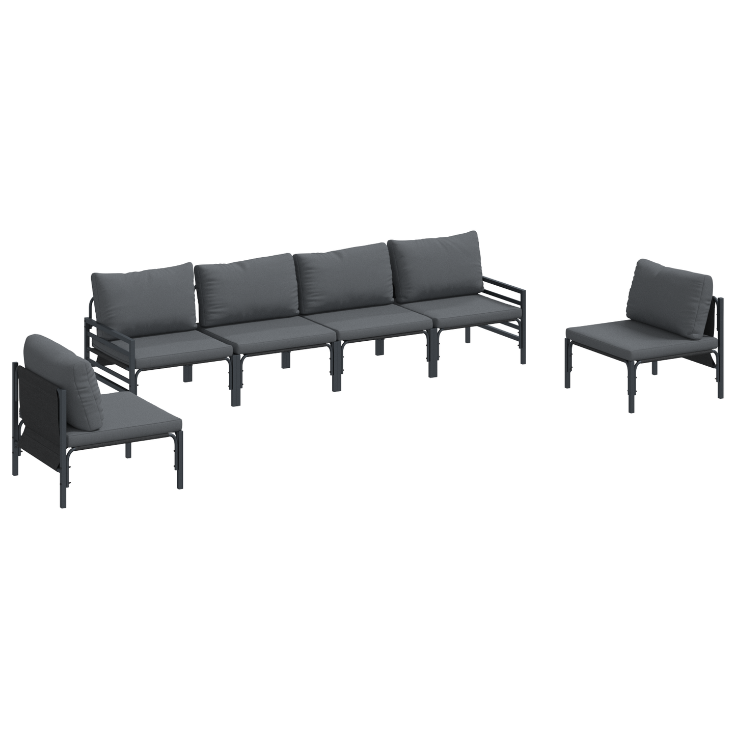 Tuin Sofa Set 6 pcs Antraciet Staal