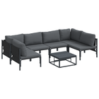 Garden Lounge Set with Cushions 7 pcs Black Steel