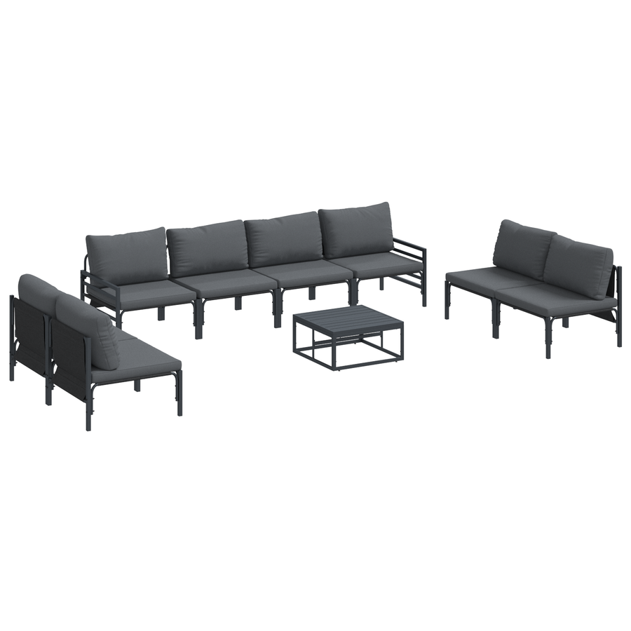 Tuin Sofa Set 9 pcs Antraciet Staal