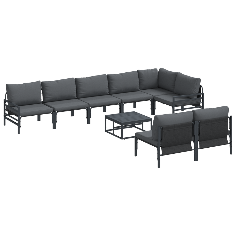 Tuin Sofa Set 9 pcs Antraciet Staal