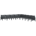 Garden bench set with cushion 9 pcs Black Steel