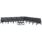 Garden Lounge Set with Cushions 10 pcs Black Steel