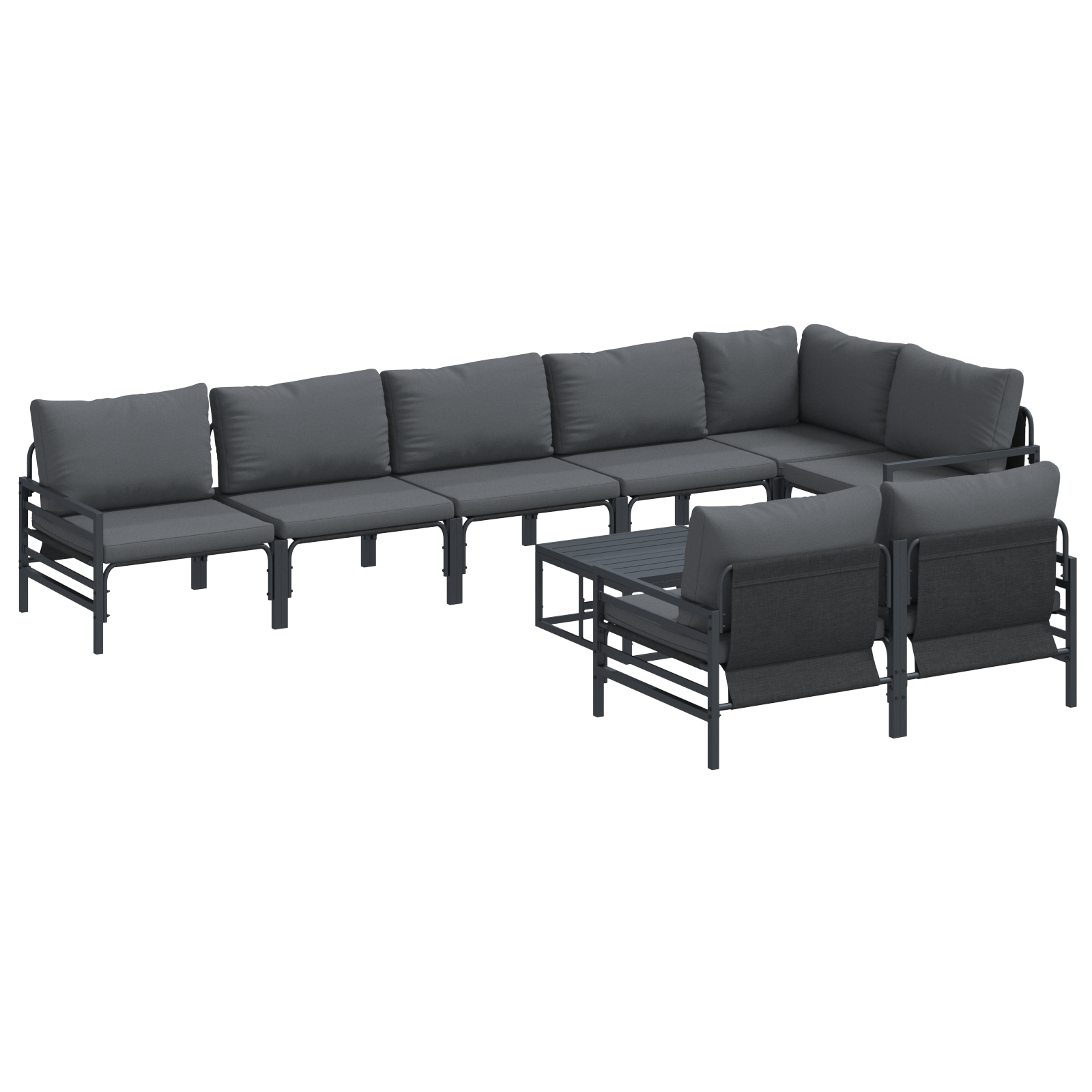 Tuin Sofa Set 9 pcs Antraciet Staal