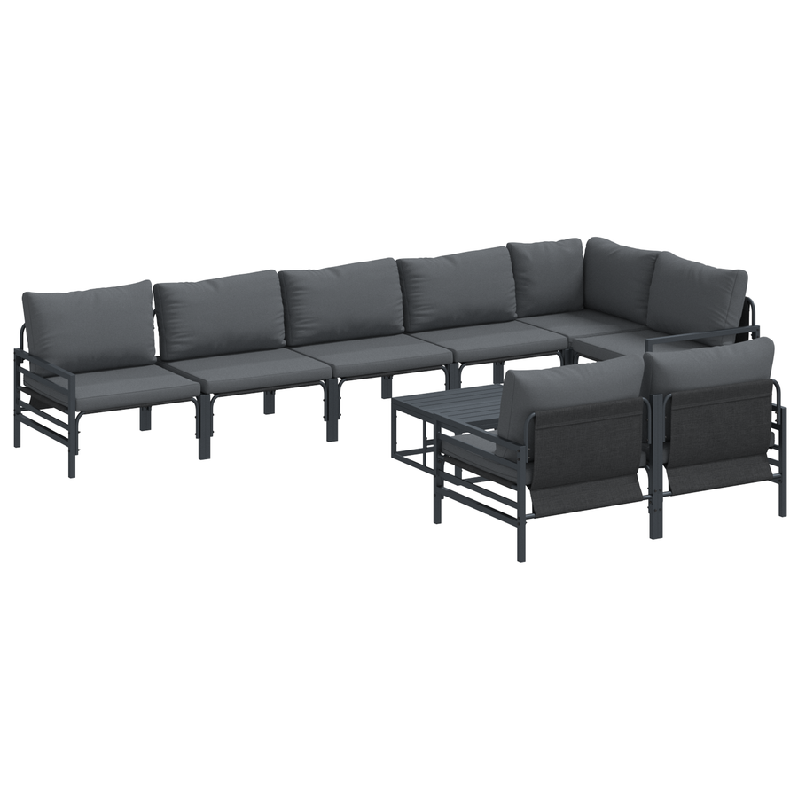 Tuin Sofa Set 9 pcs Antraciet Staal