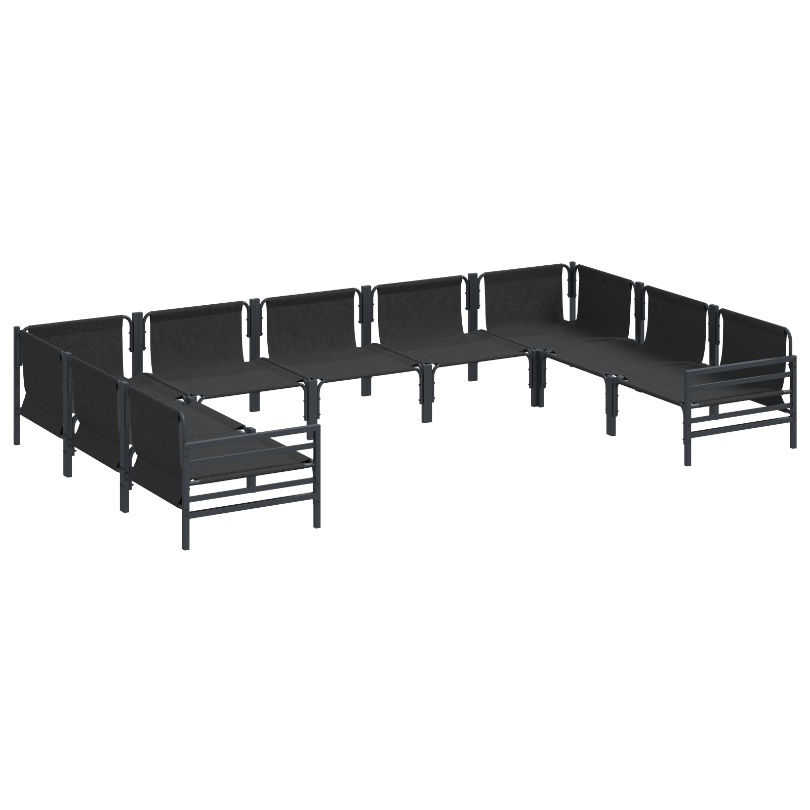 Tuin Sofa Set 9 pcs Antraciet Staal