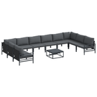 Garden Bench Set with Cushion 11 pcs Black Steel
