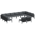 Garden Bench Set with Cushion 12 pcs Black Steel