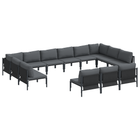 Garden bench set with cushion 13 pcs Black Steel