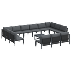 Garden bench set with cushion 14 pcs Black Steel