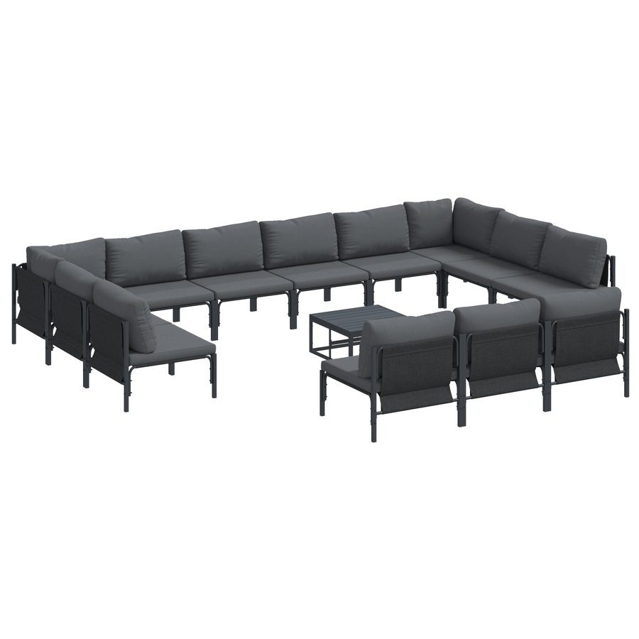 Tuin Sofa Set 14 pcs Antraciet Staal