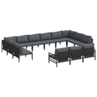 Garden bench set with cushion 13 pcs Black Steel
