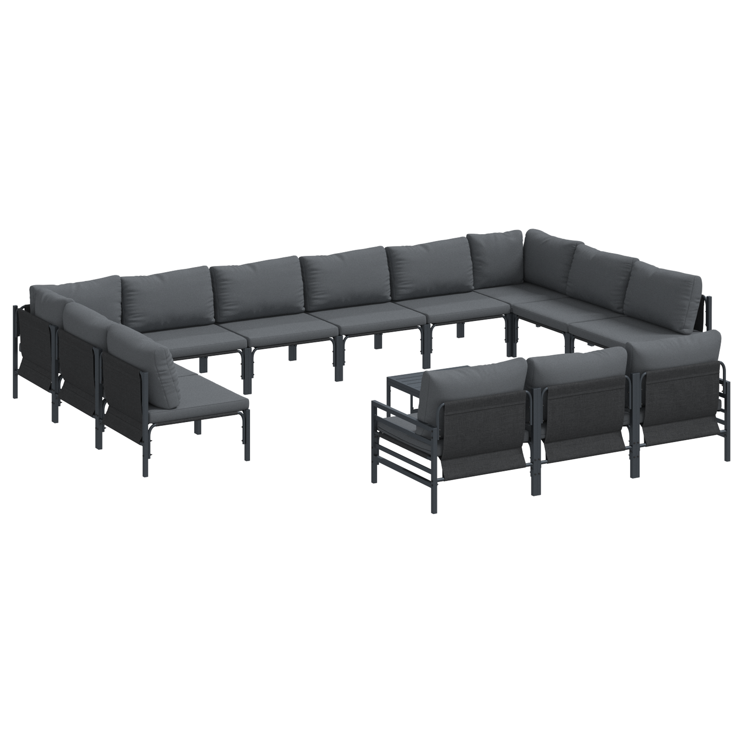 Tuin Sofa Set 14 pcs Antraciet Staal