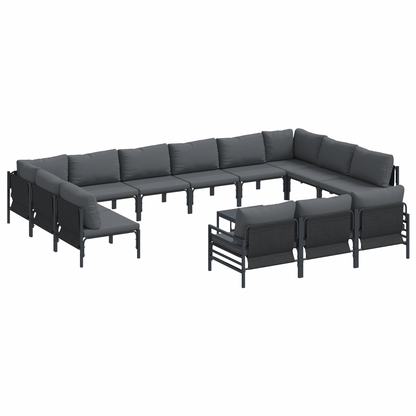 Tuin Sofa Set 14 pcs Antraciet Staal