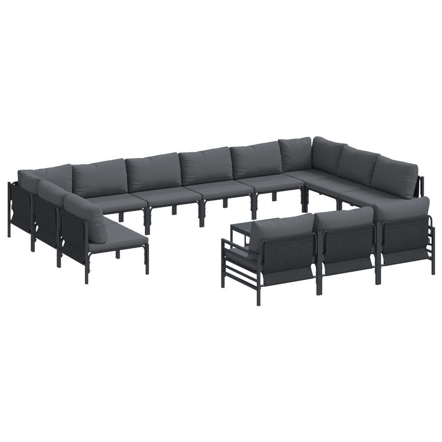 Tuin Sofa Set 14 pcs Antraciet Staal