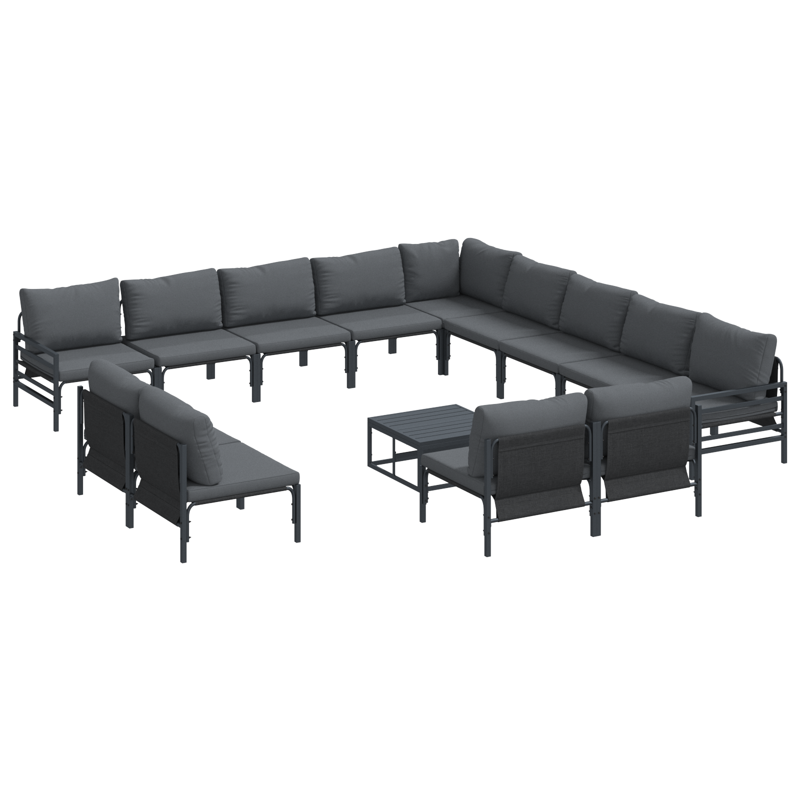 Tuin Sofa Set 14 pcs Antraciet Staal