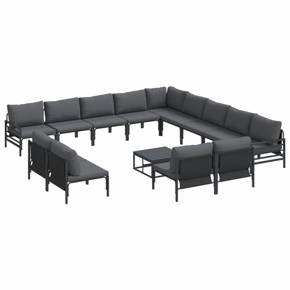 Tuin Sofa Set 14 pcs Antraciet Staal