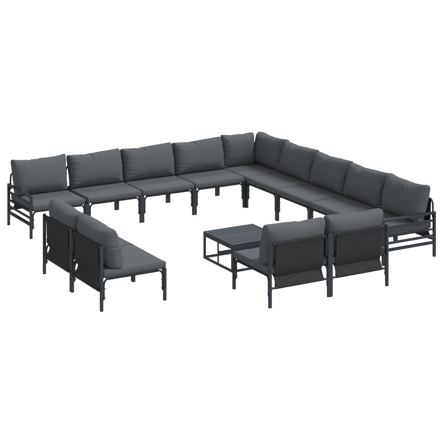 Tuin Sofa Set 14 pcs Antraciet Staal