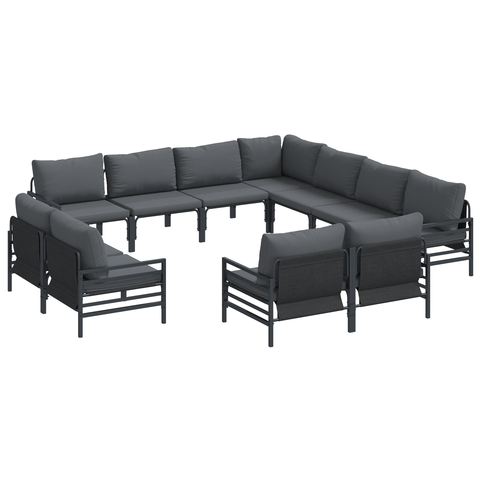 Tuin Sofa Set 11 pcs Antraciet Staal