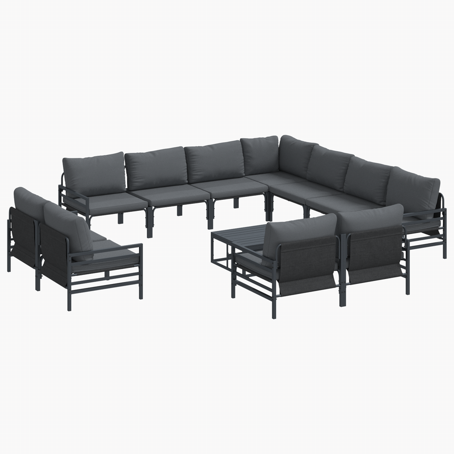 Tuin Sofa Set 12 pcs Antraciet Staal