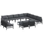 Garden bench set with cushion 13 pcs Black Steel
