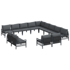 Garden bench set with cushion 13 pcs Black Steel