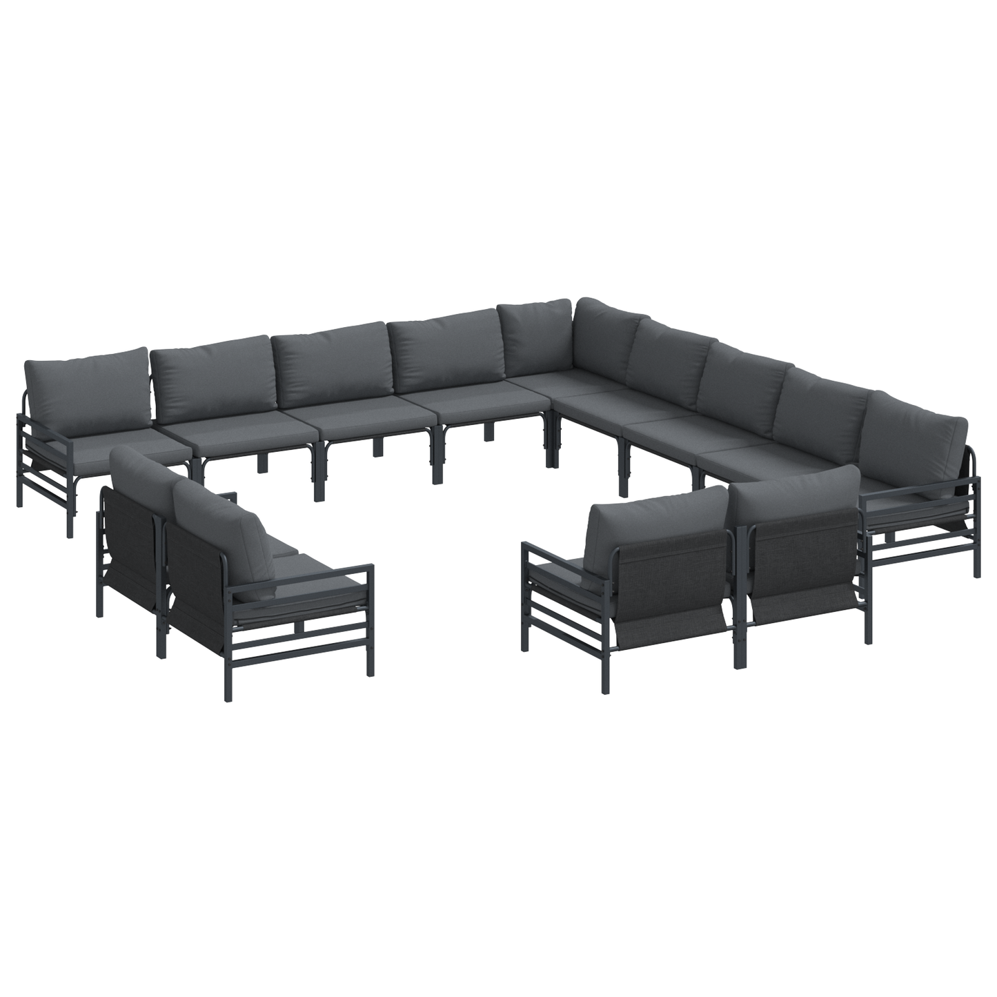 Tuin Sofa Set 13 pcs Antraciet Staal