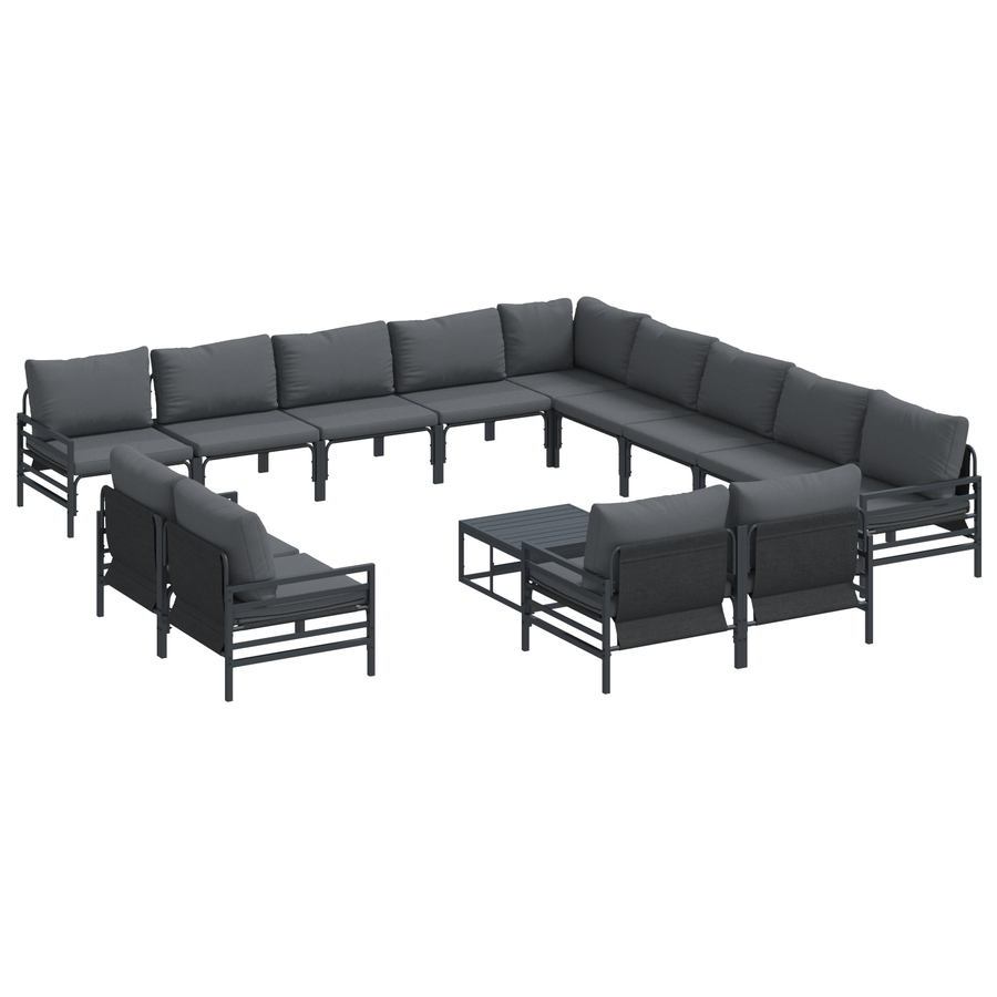 Tuin Sofa Set 14 pcs Antraciet Staal