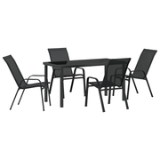 Garden dining set 5 pcs Black Powder-coated steel